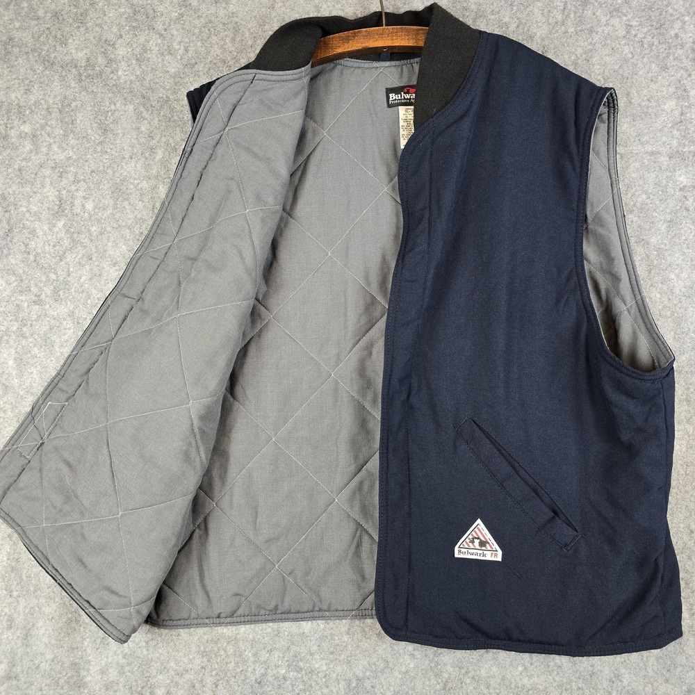 Bulwark Vest Mens 2XL Blue Flame Resistant Quilted FR Insulated Workwear LNS2NV3